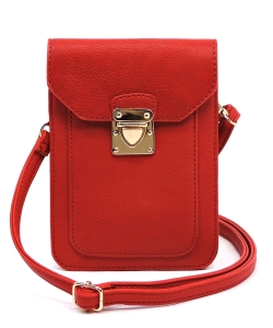Fashion Push Lock Cell Phone Case Crossbody Bag AD075 RED